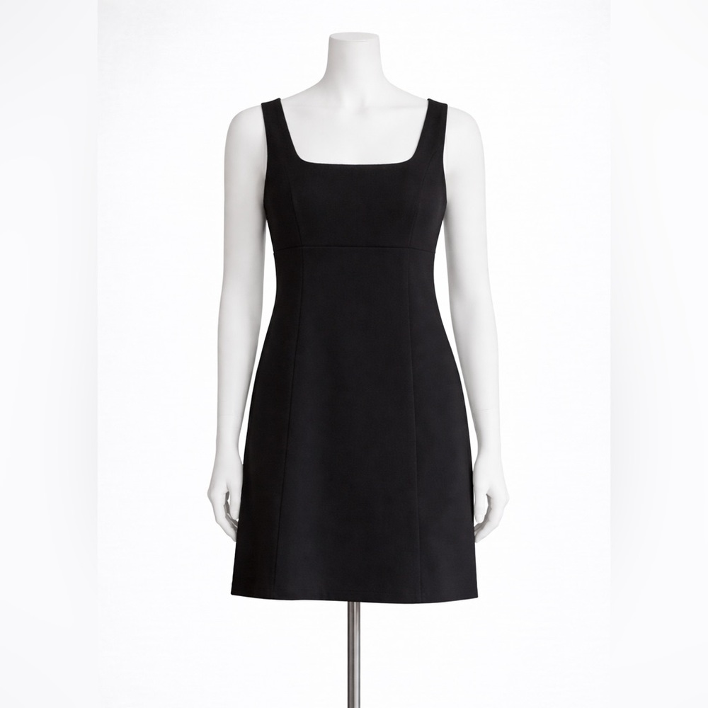 WAYF Black Sleeveless Square Neck Mini Dress Stretch A-Line Size M Pockets